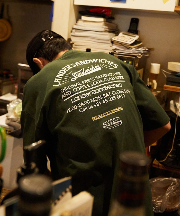 LANDER SANDWICHES x FREAK'S STORE Burger Factory Special Big Silhouette Back Print Crew Neck T-shirt