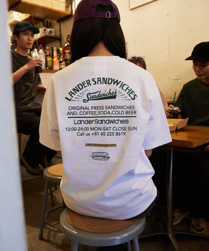LANDER SANDWICHES x FREAK'S STORE Burger Factory Special Big Silhouette Back Print Crew Neck T-shirt