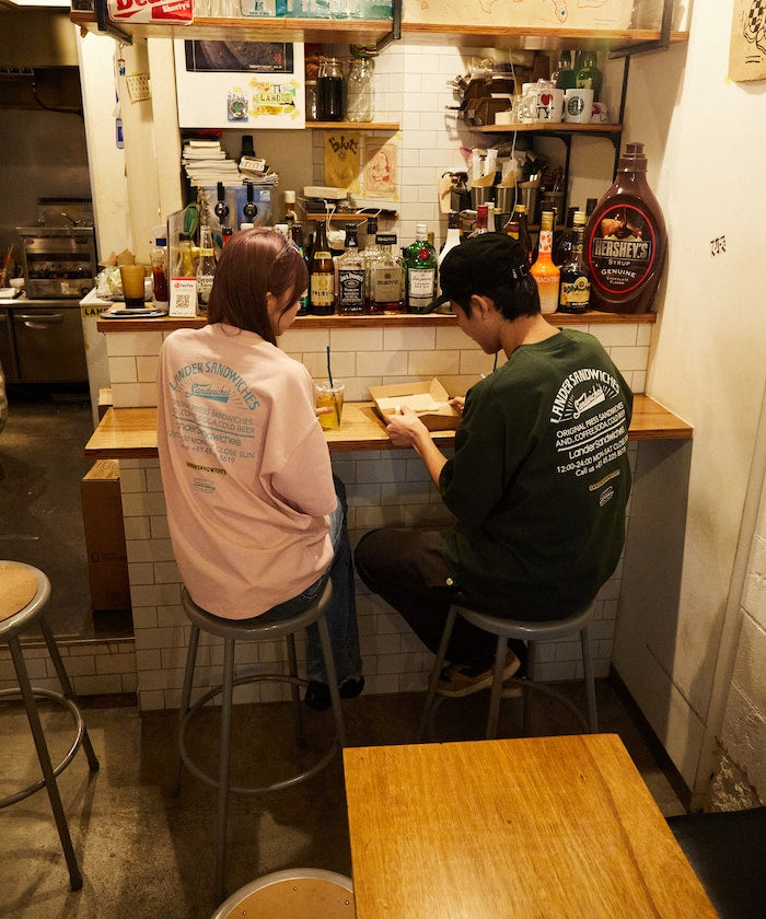 LANDER SANDWICHES x FREAK'S STORE Burger Factory Special Big Silhouette Back Print Crew Neck T-shirt