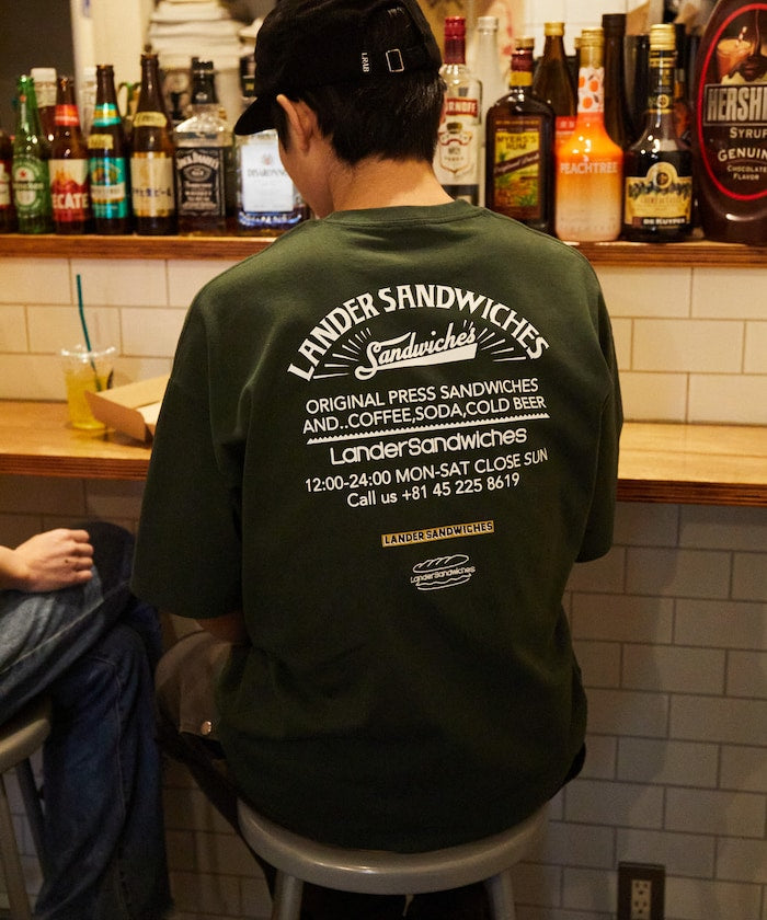 LANDER SANDWICHES x FREAK'S STORE Burger Factory Special Big Silhouette Back Print Crew Neck T-shirt