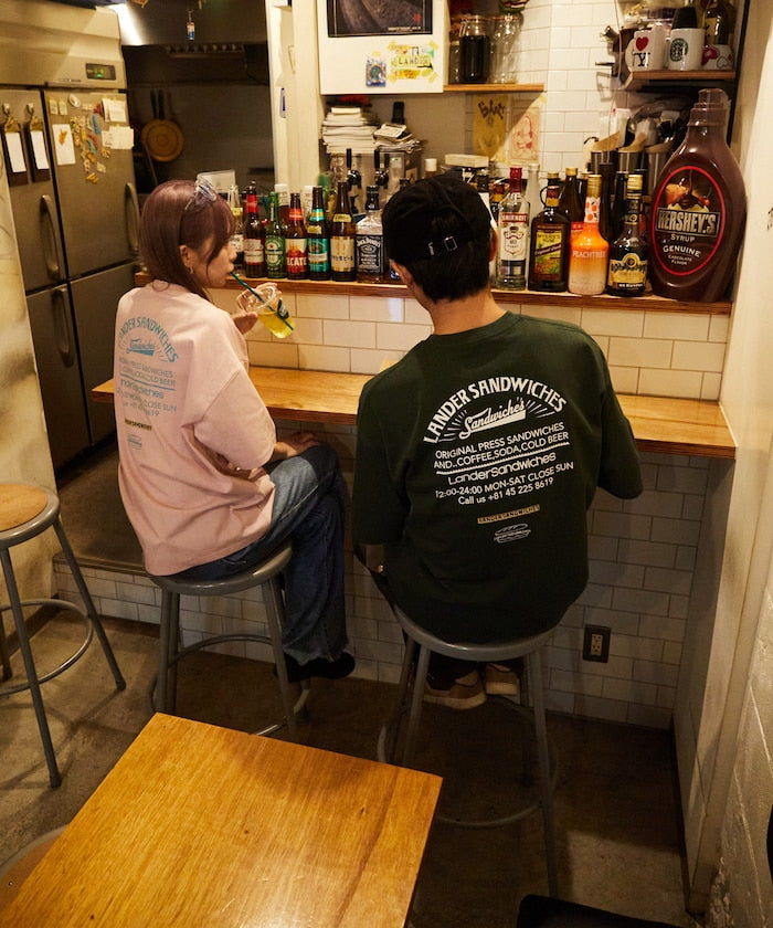 LANDER SANDWICHES x FREAK'S STORE Burger Factory Special Big Silhouette Back Print Crew Neck T-shirt