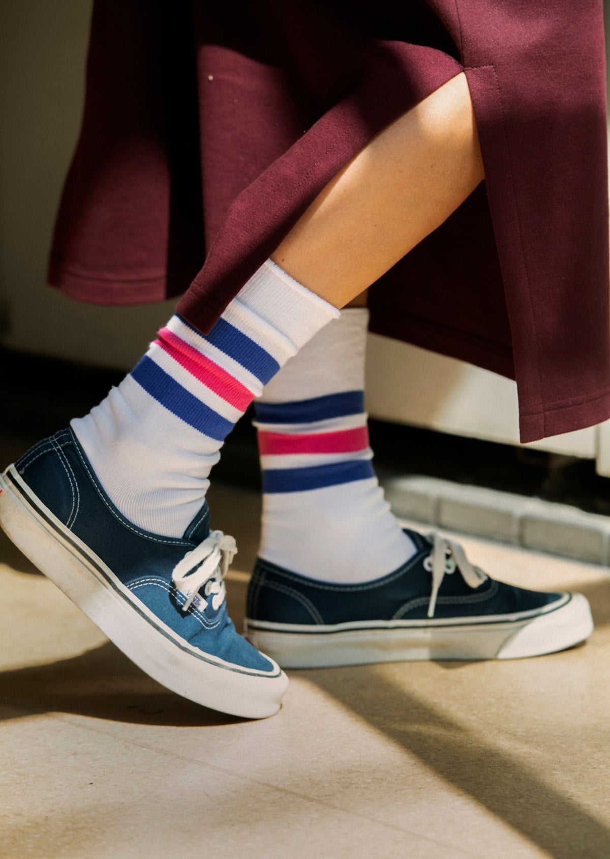 RoToTo FINE PILE STRIPED CREW SOCKS