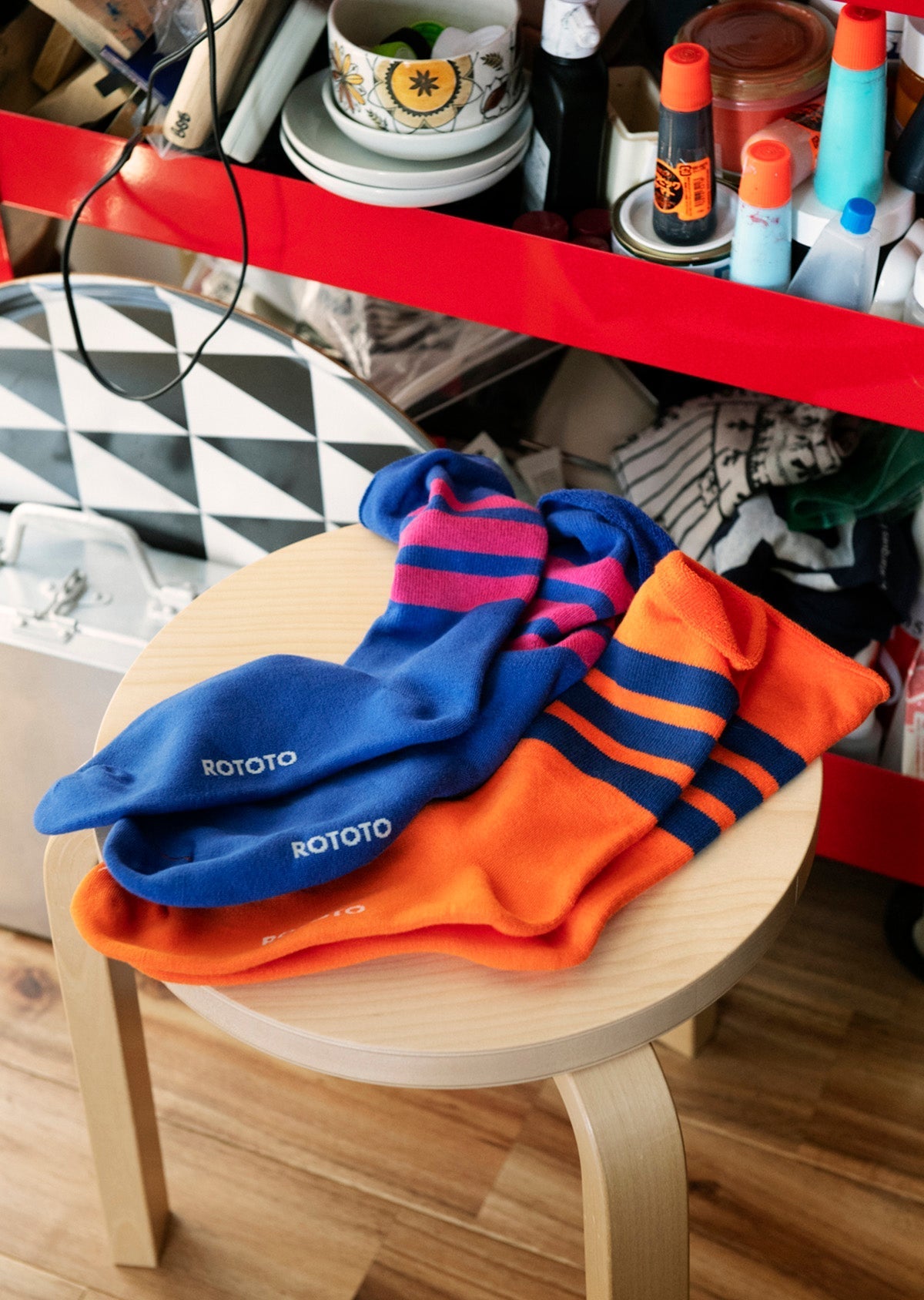 RoToTo FINE PILE STRIPED CREW SOCKS
