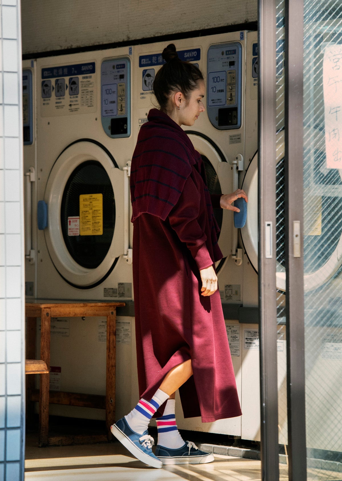 RoToTo FINE PILE STRIPED CREW SOCKS