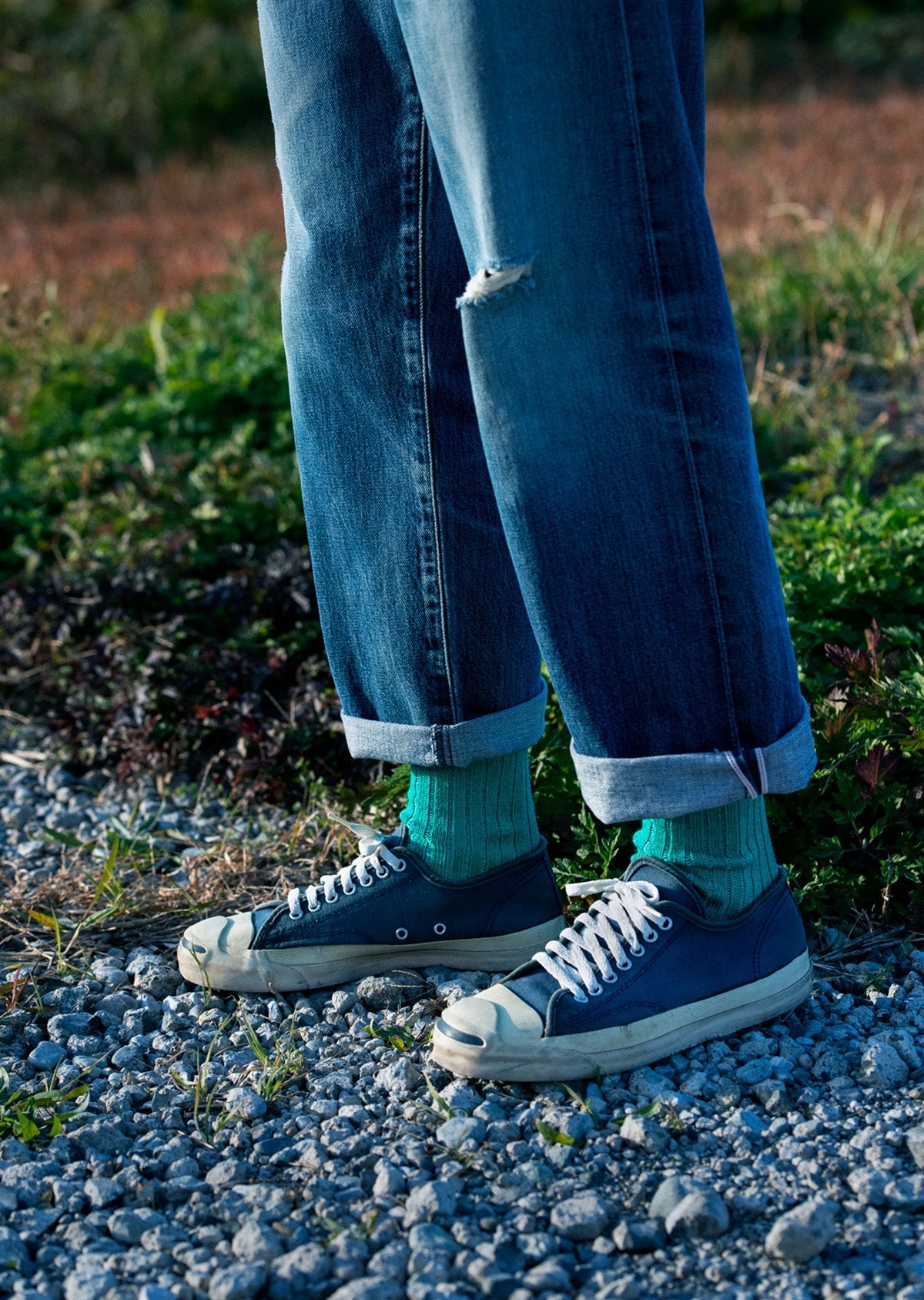 RoToTo LINEN COTTON RIBBED CREW SOCKS