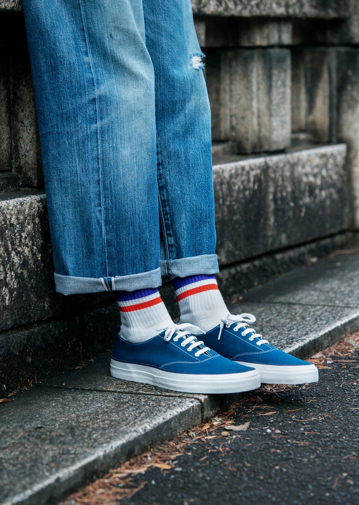 RoToTo WASHI CUSHION STRIPE CREW SOCKS