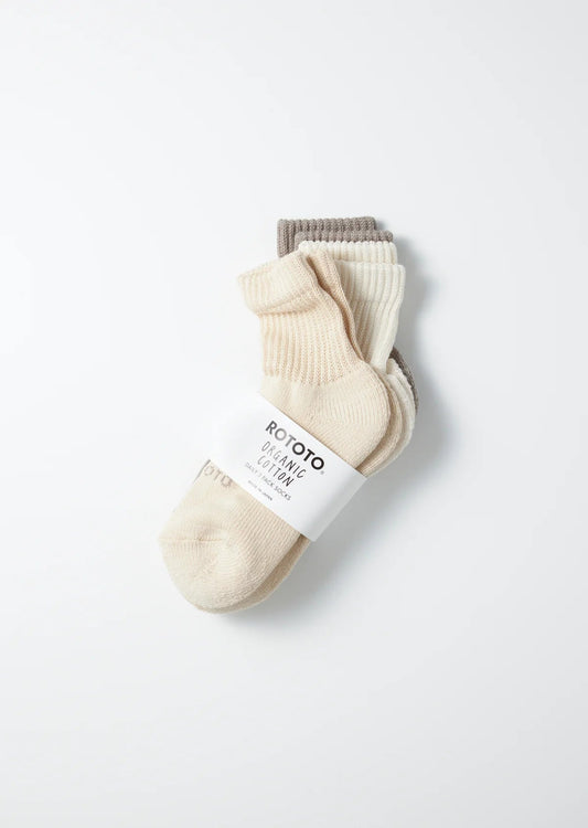 RoToTo ORGANIC DAILY 3 PACK MINI CREW SOCKS