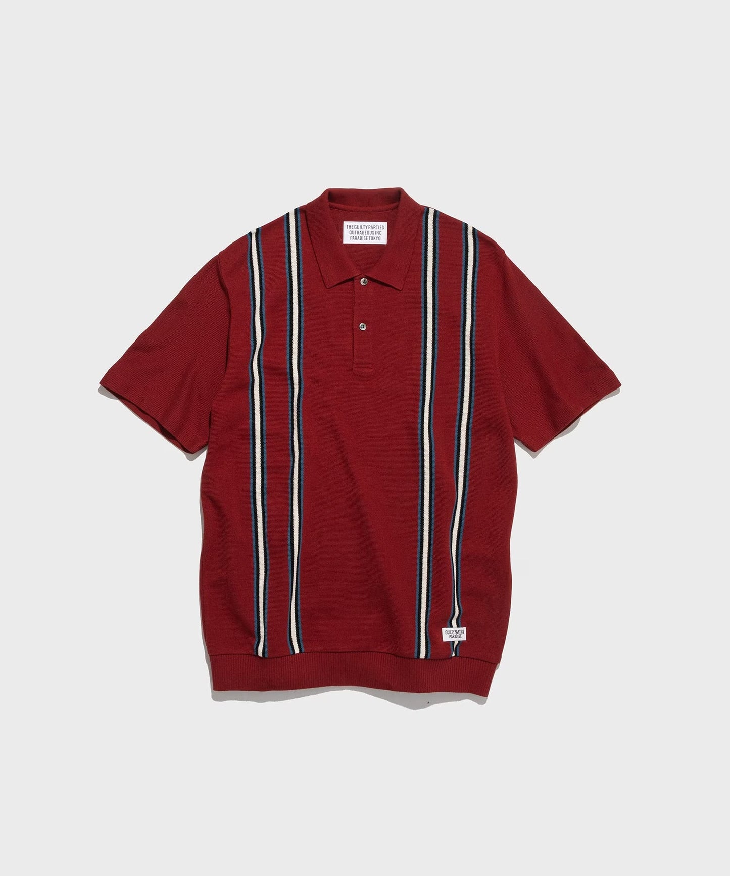 WACKO MARIA STRIPED KNIT POLO SHIRT
