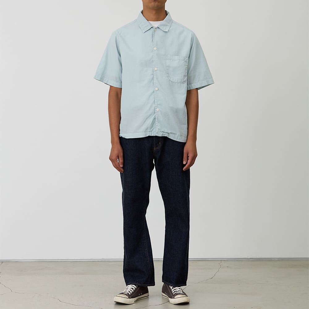 REMI RELIEF Cotton silk aloha shirt S/S (embroidery: hula girl)