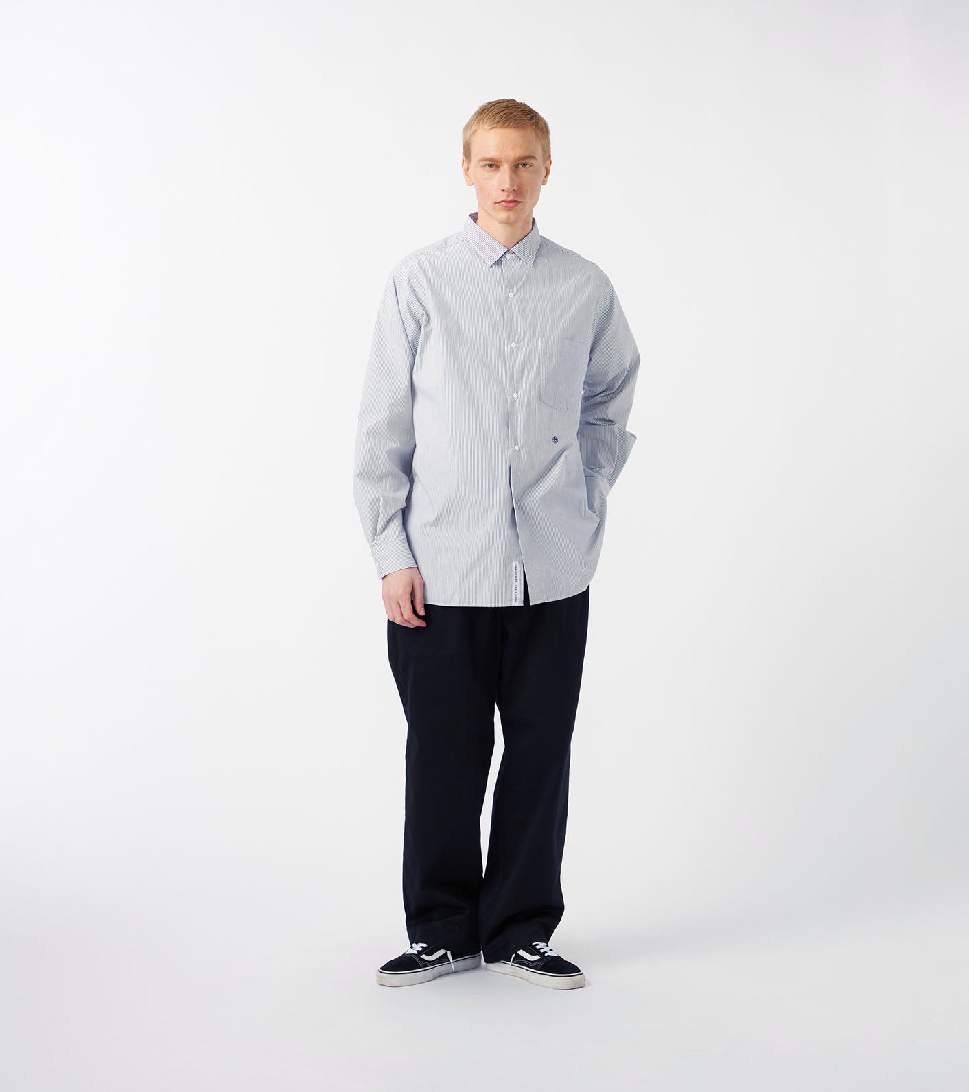 nanamica Regular Collar Stripe Wind Shirt