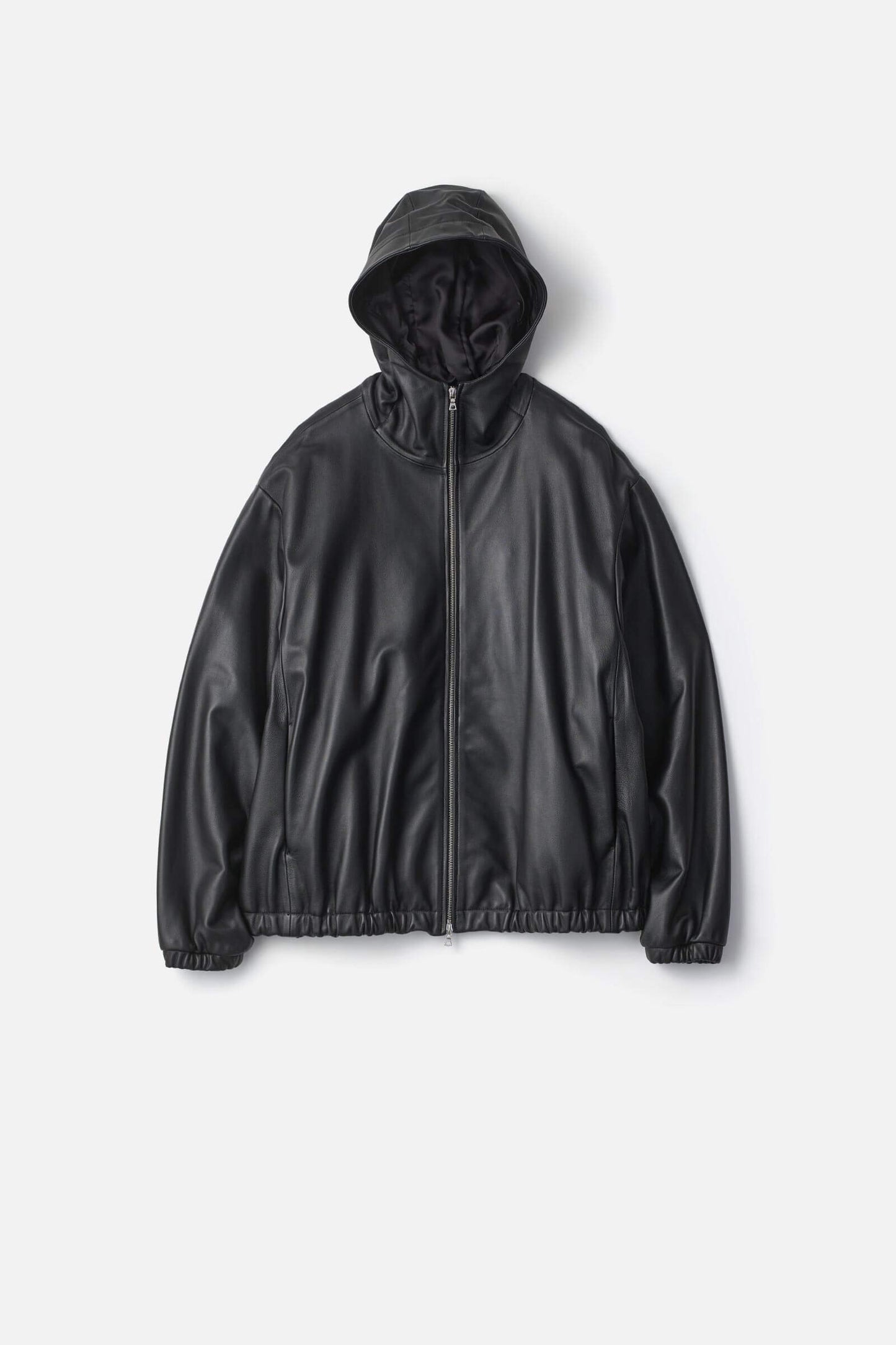 ssstein LEATHER HOODED SHORT JACKET