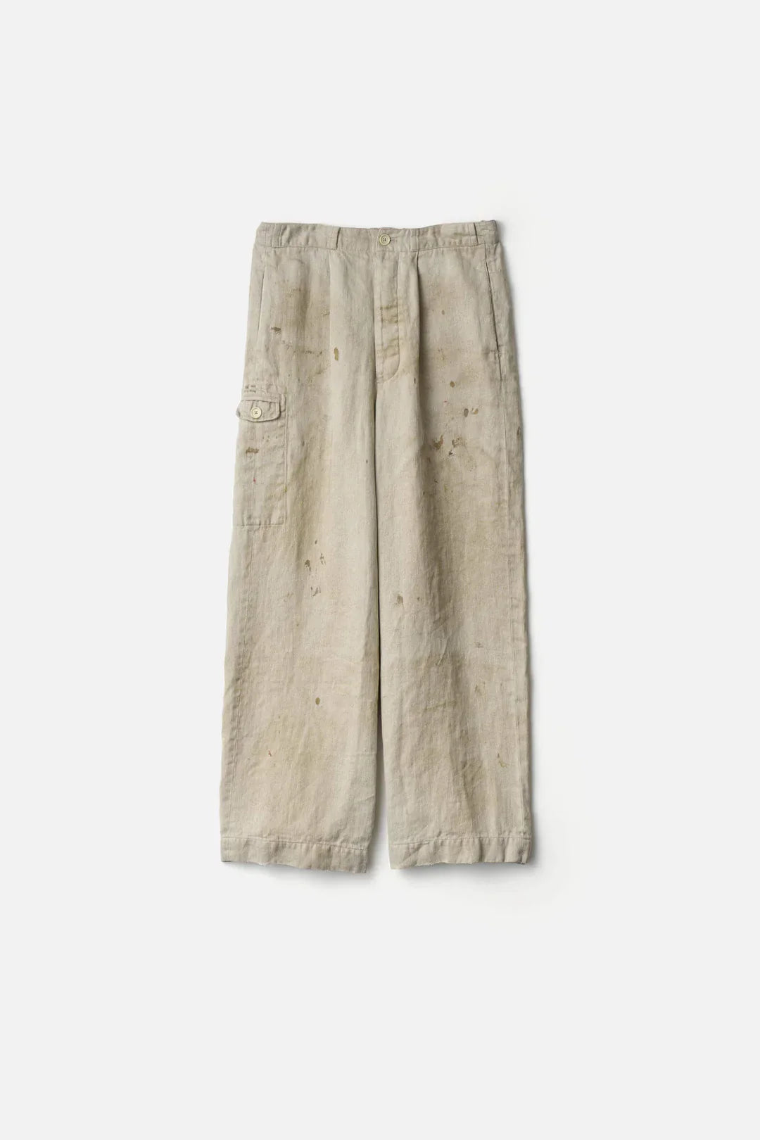 ssstein HEAVY LINEN HERRINGBONE WIDE EASY TROUSERS