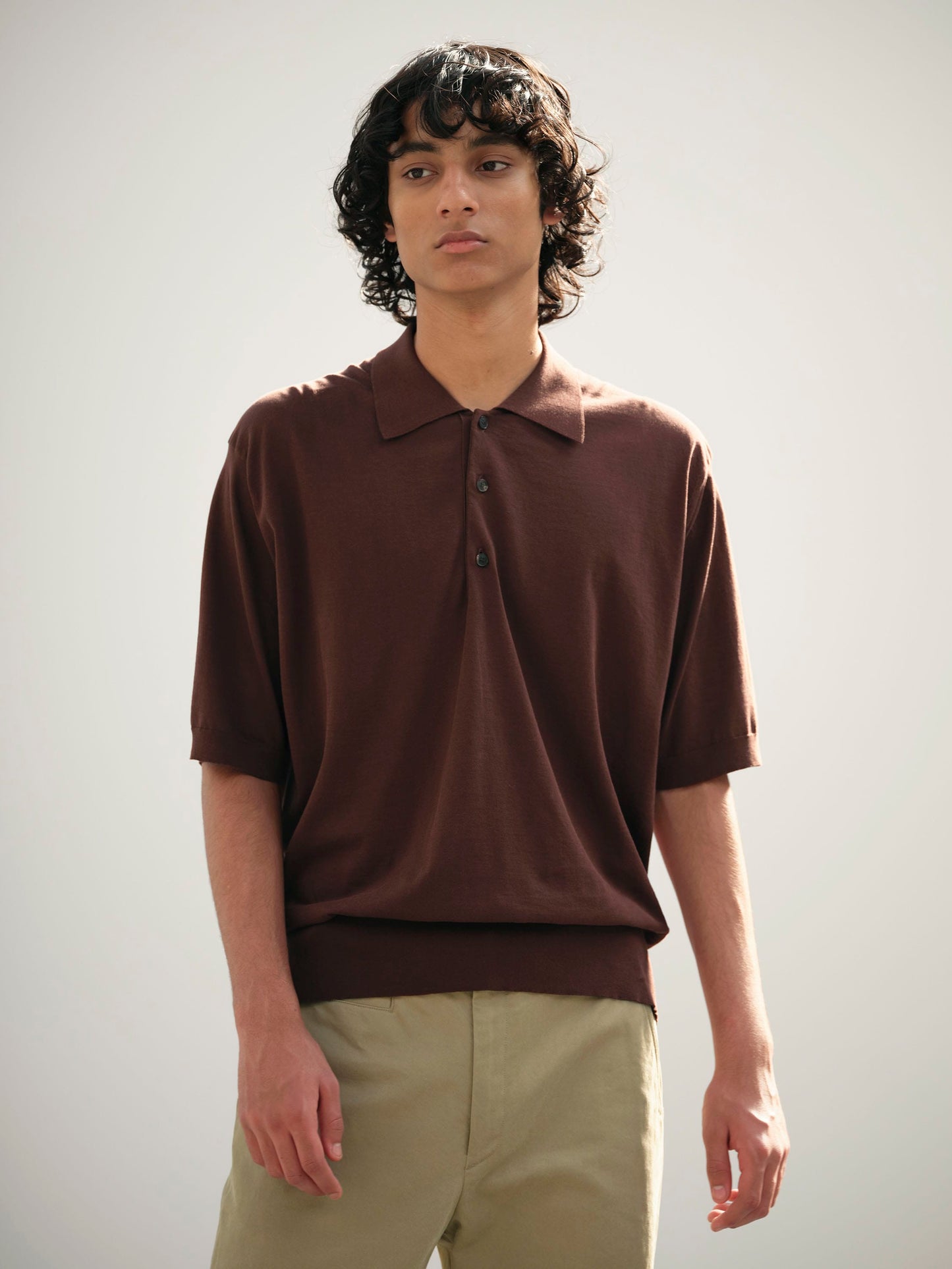 AURALEE SUPER HIGH GAUGE COTTON KNIT POLO