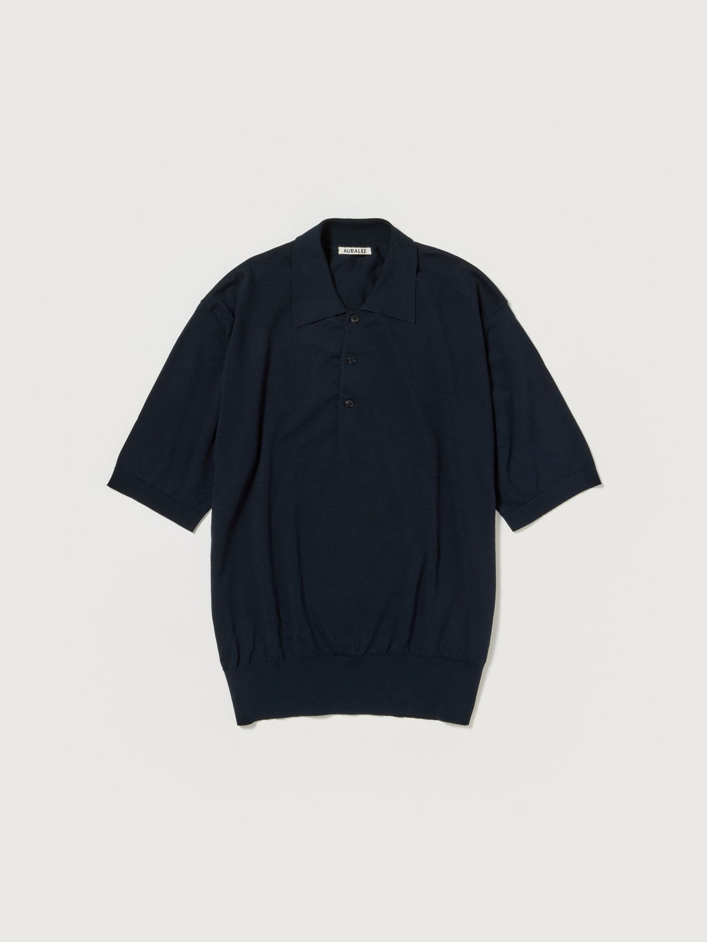 AURALEE SUPER HIGH GAUGE COTTON KNIT POLO