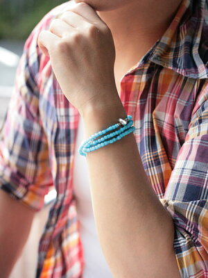 SunKu White Heart Beads Necklace & Bracelet Sky Blue LTD-004