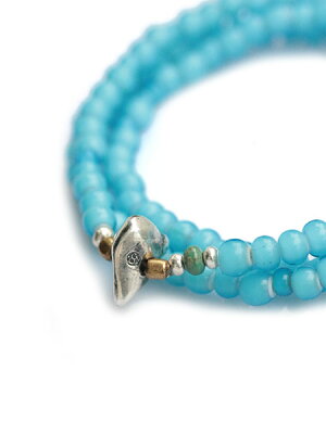 SunKu White Heart Beads Necklace & Bracelet Sky Blue LTD-004