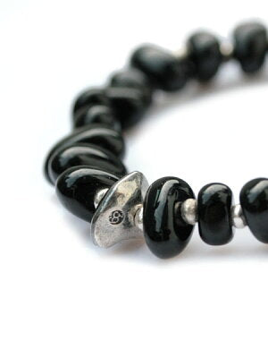 SunKu Large White Coral and Silver Bracelet Black SK-032-BLK