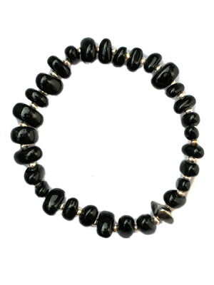 SunKu Large White Coral and Silver Bracelet Black SK-032-BLK