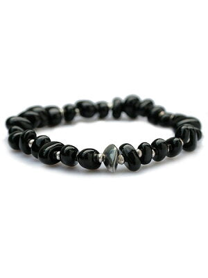 SunKu Large White Coral and Silver Bracelet Black SK-032-BLK