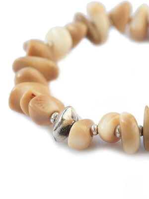 SunKu 39 Large White Coral and Silver Bracelet Natrual SK-032-NAT