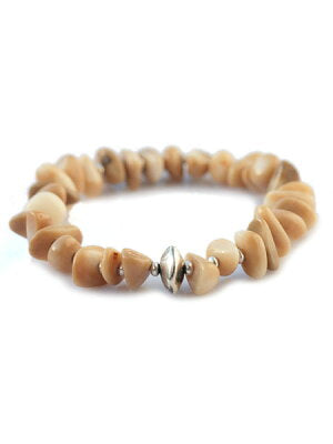 SunKu 39 Large White Coral and Silver Bracelet Natrual SK-032-NAT