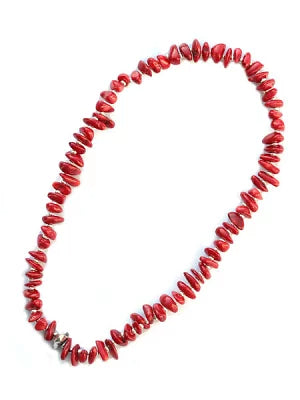 SunKu 39 Large White Coral and Silver Necklace Red SK-033-RED