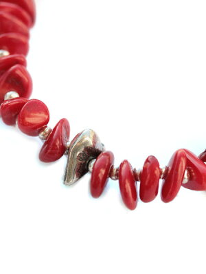 SunKu 39 Large White Coral and Silver Necklace Red SK-033-RED