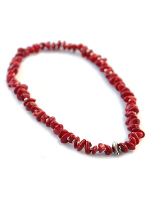 SunKu 39 Large White Coral and Silver Necklace Red SK-033-RED
