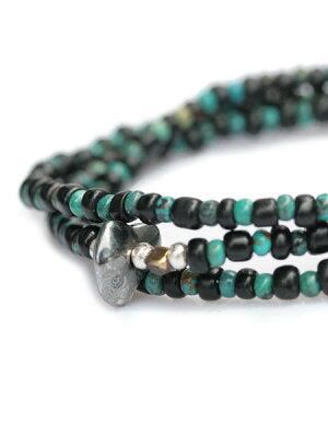 SunKu 39 Antique Beads Necklace & Bracelet Black×Turquise LTD-016