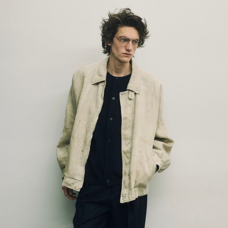 ssstein HEAVY LINEN HERRINGBONE ZIP JACKET