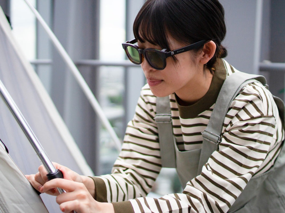 JINS × Snow Peak JINS Switch Flip Up ï¼?60° Wellington Sunglasses Brown