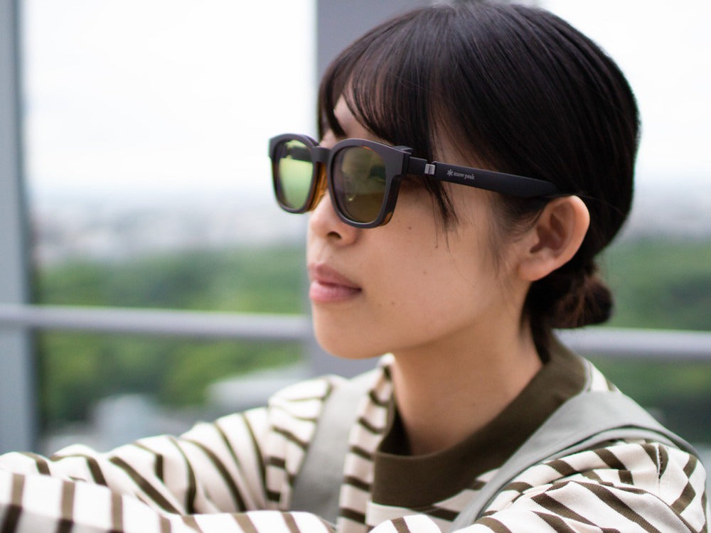 JINS × Snow Peak JINS Switch Flip Up ï¼?60° Wellington Sunglasses Brown
