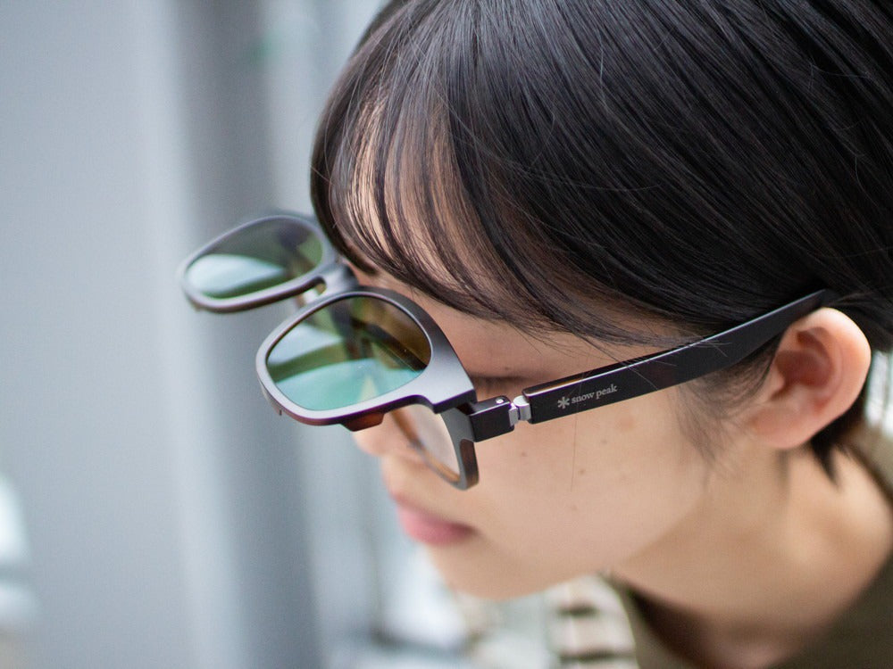 JINS × Snow Peak JINS Switch Flip Up ï¼?60° Wellington Sunglasses Brown