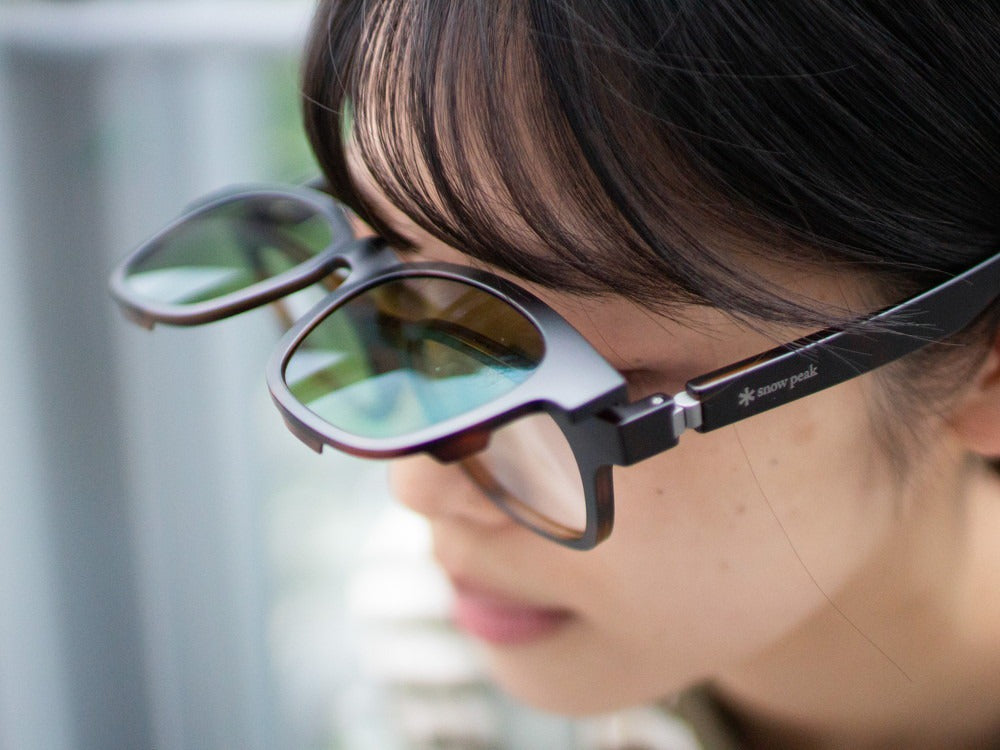 JINS × Snow Peak JINS Switch Flip Up ï¼?60° Wellington Sunglasses Brown