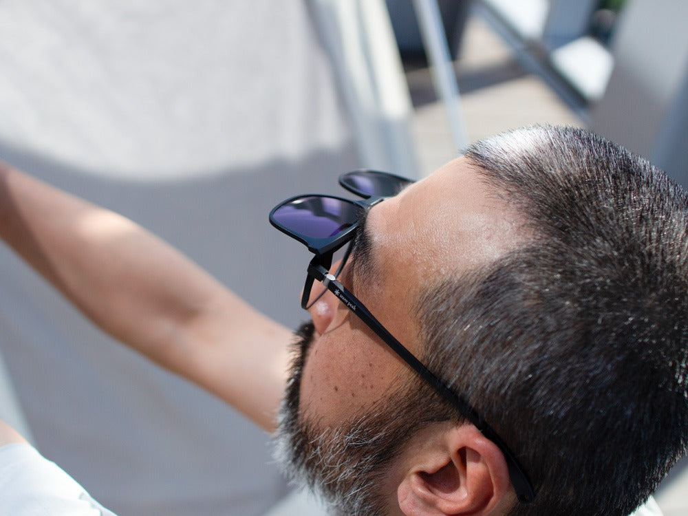 JINS × Snow Peak JINS Switch Metal Flip Up ï¼?60° Wellington Matt Black