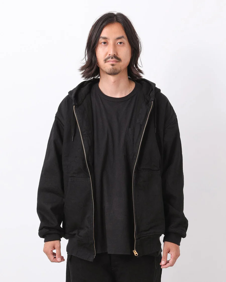 COMOLI Black Denim Zip Hoodie
