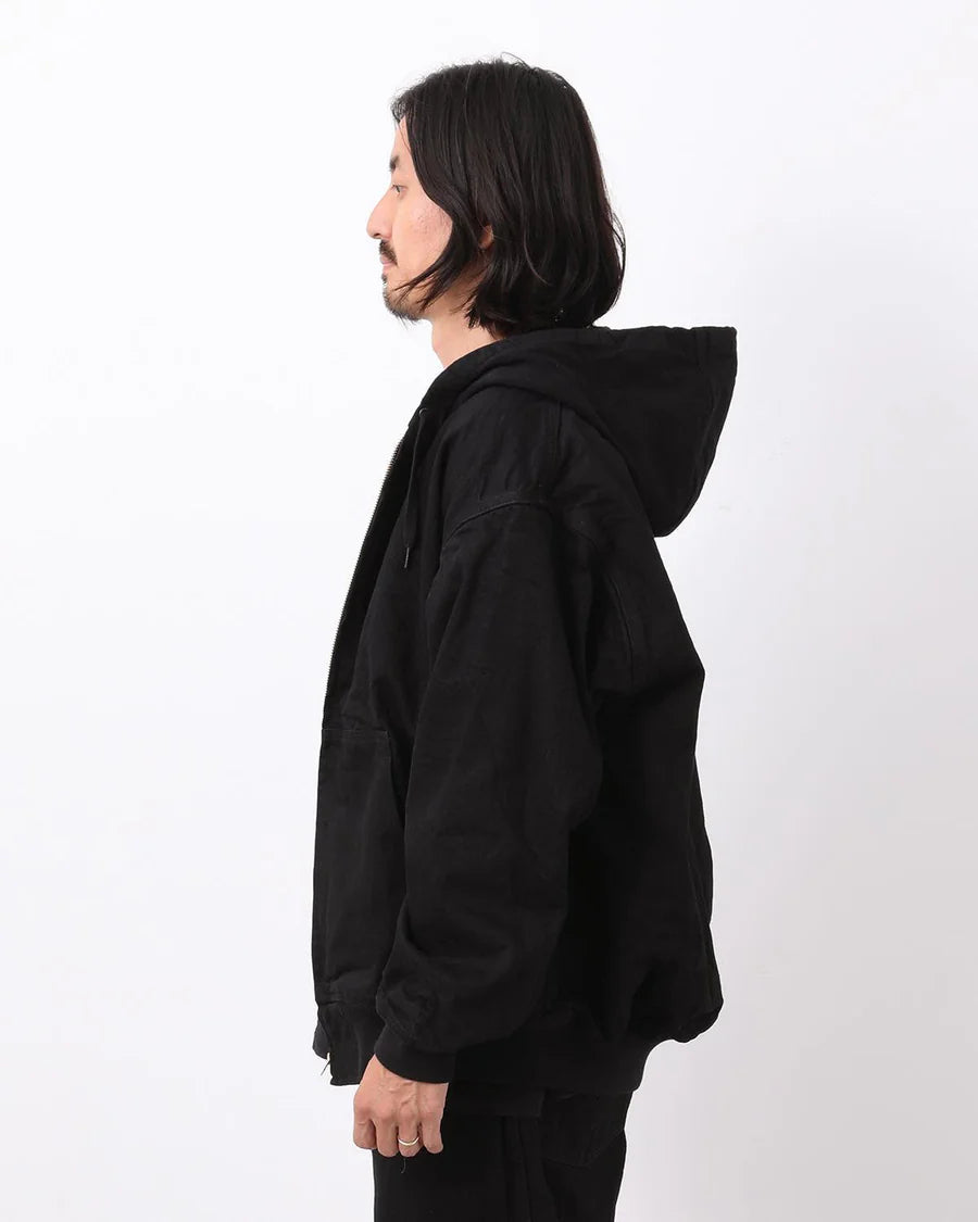 COMOLI Black Denim Zip Hoodie