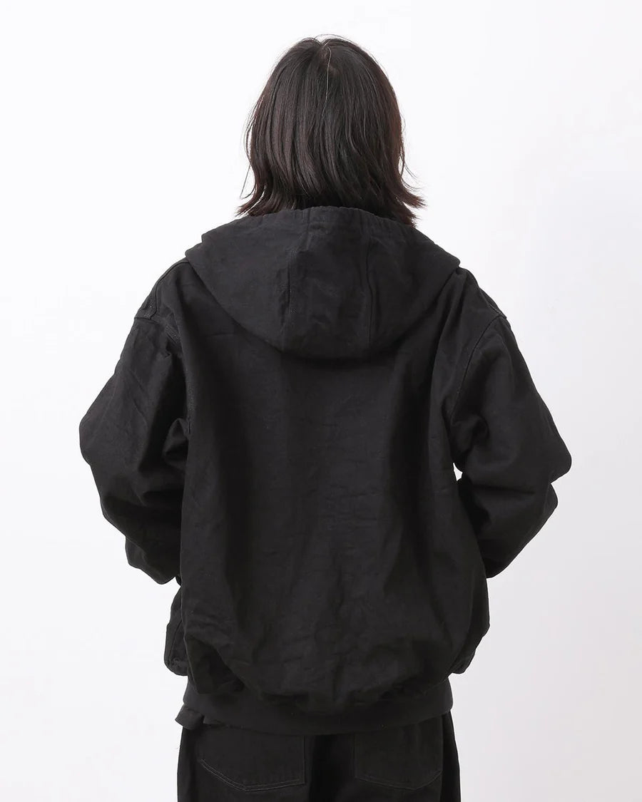 COMOLI Black Denim Zip Hoodie