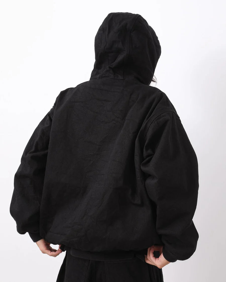 COMOLI Black Denim Zip Hoodie