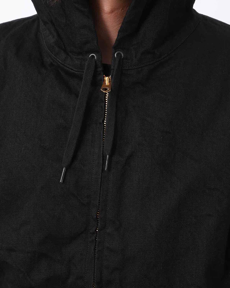 COMOLI Black Denim Zip Hoodie