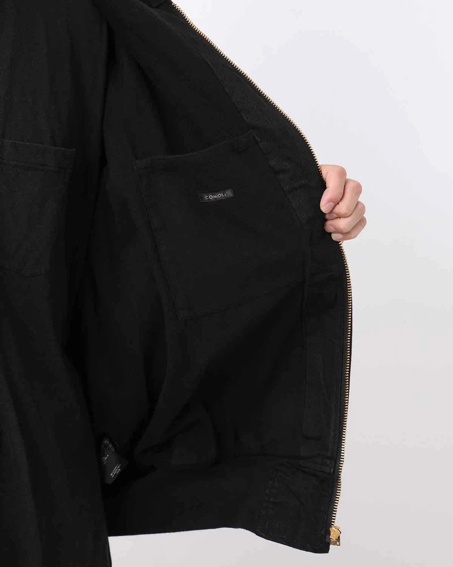 COMOLI Black Denim Zip Hoodie