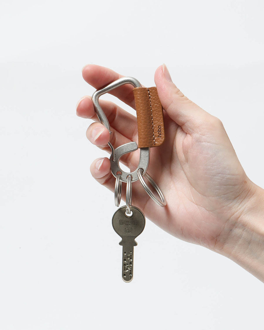 hobo CARABINER KEY RING MATTE BRASS with SHRINK COW LEATHER
