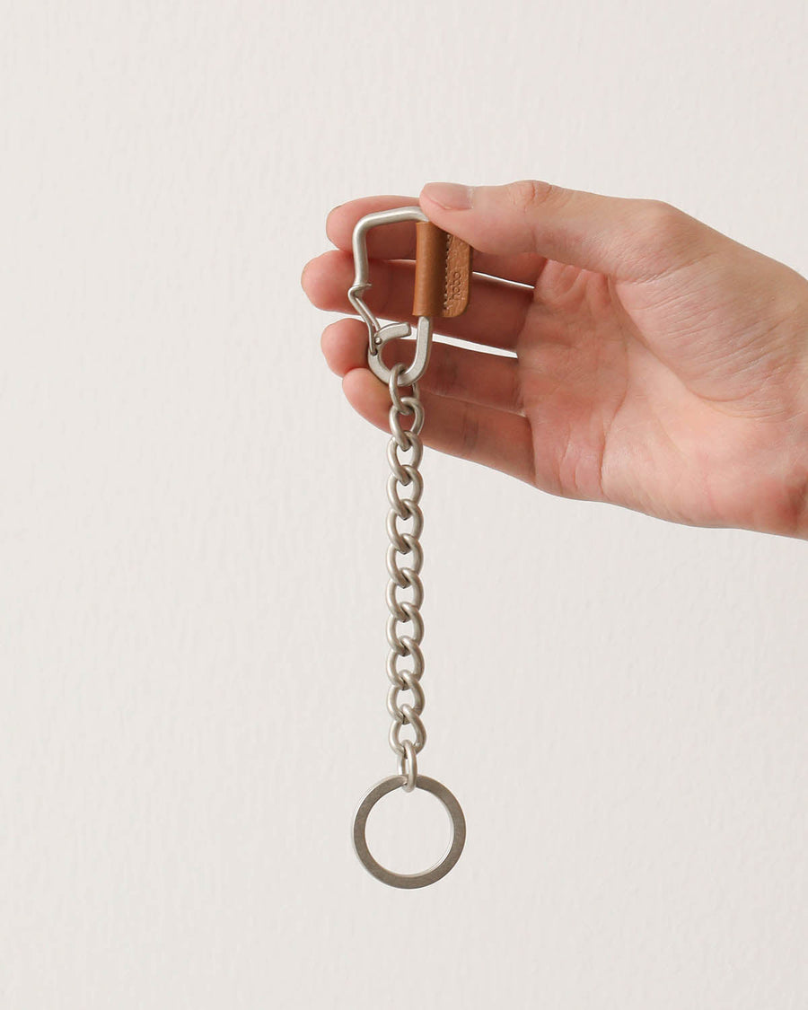 hobo CARABINER CHAIN KEY RING MATTE BRASS with SHRINK COW LEATHER