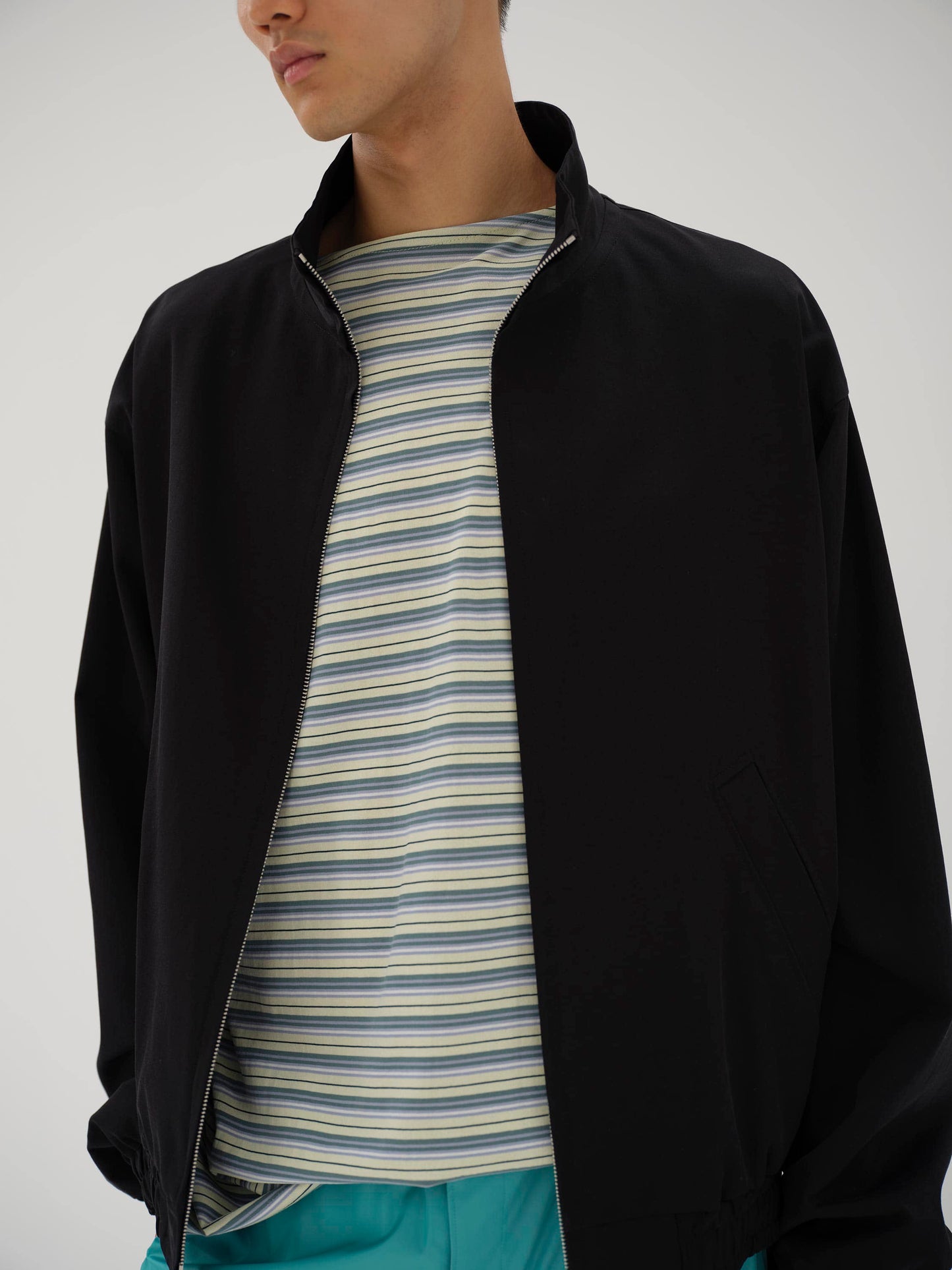 AURALEE WASHED FINX SILK CHAMBRAY BLOUSON