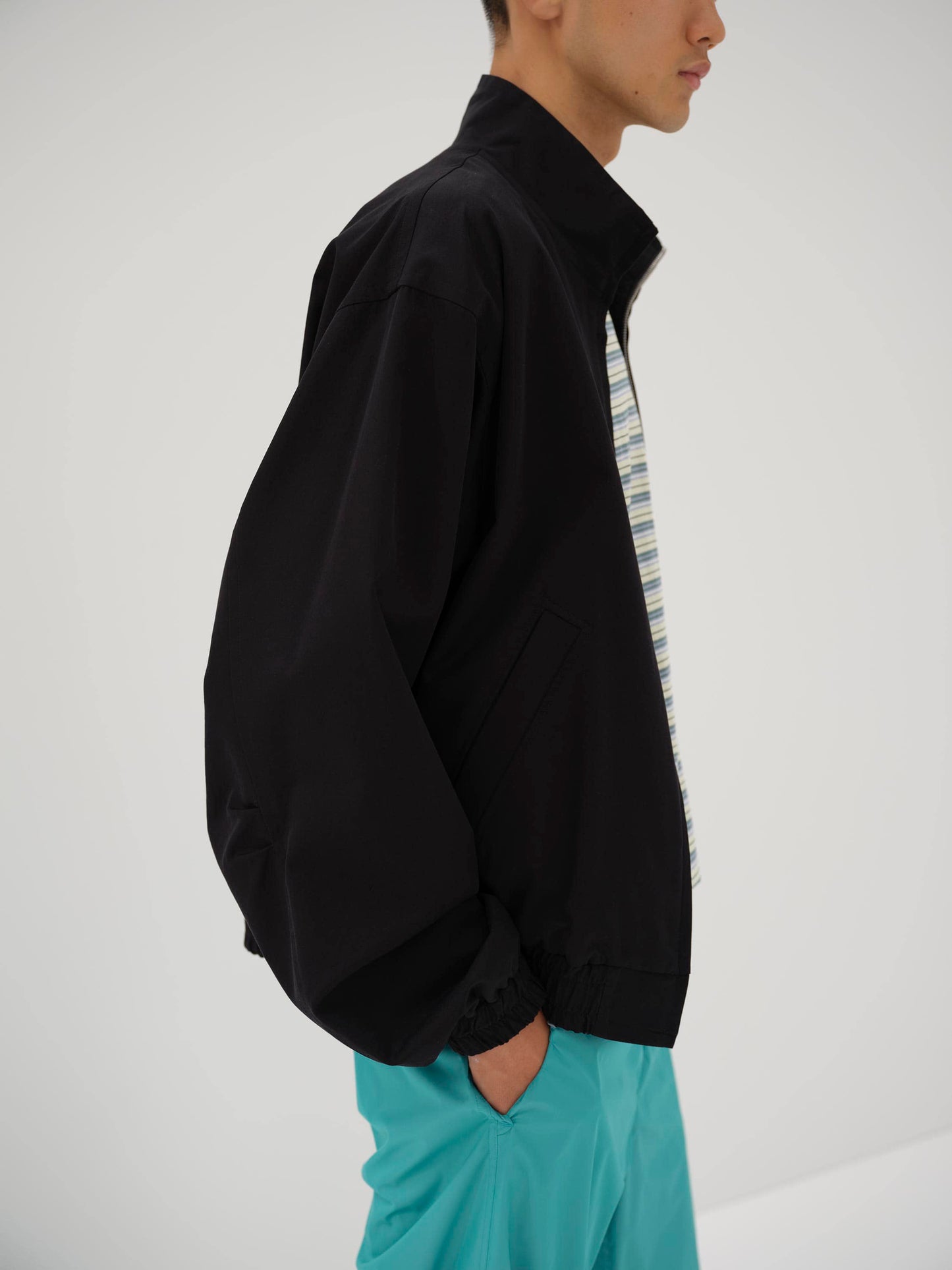 AURALEE WASHED FINX SILK CHAMBRAY BLOUSON