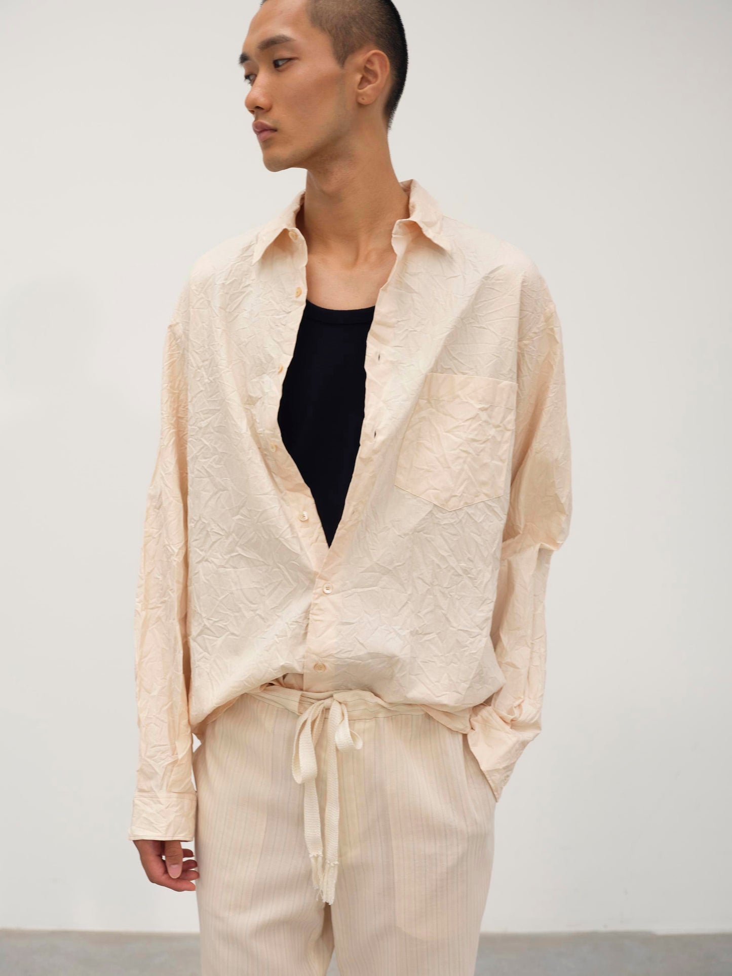 AURALEE WRINKLED WASHED FINX TWILL SHIRT