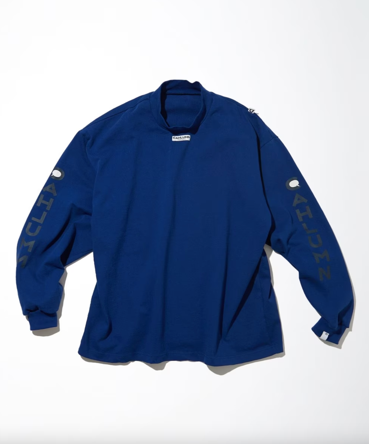 CAHLUMN Heavy weight Jersey Mock Neck L/S Print Tee