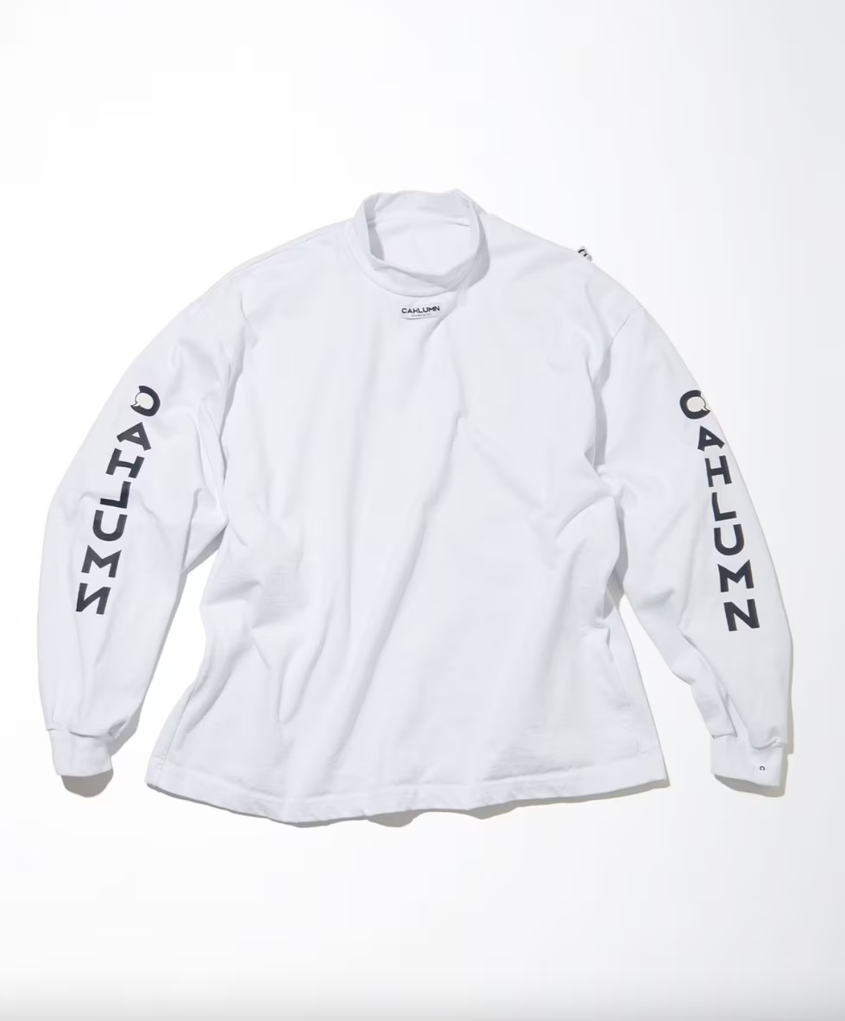CAHLUMN Heavy weight Jersey Mock Neck L/S Print Tee