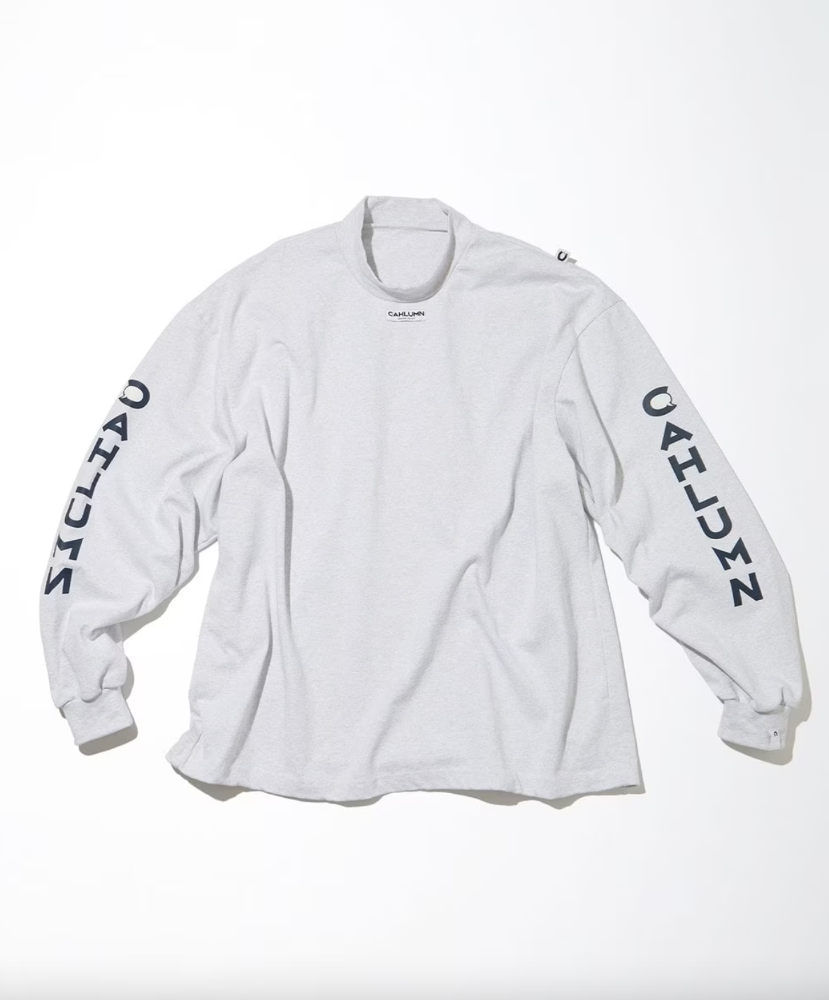 CAHLUMN Heavy weight Jersey Mock Neck L/S Print Tee