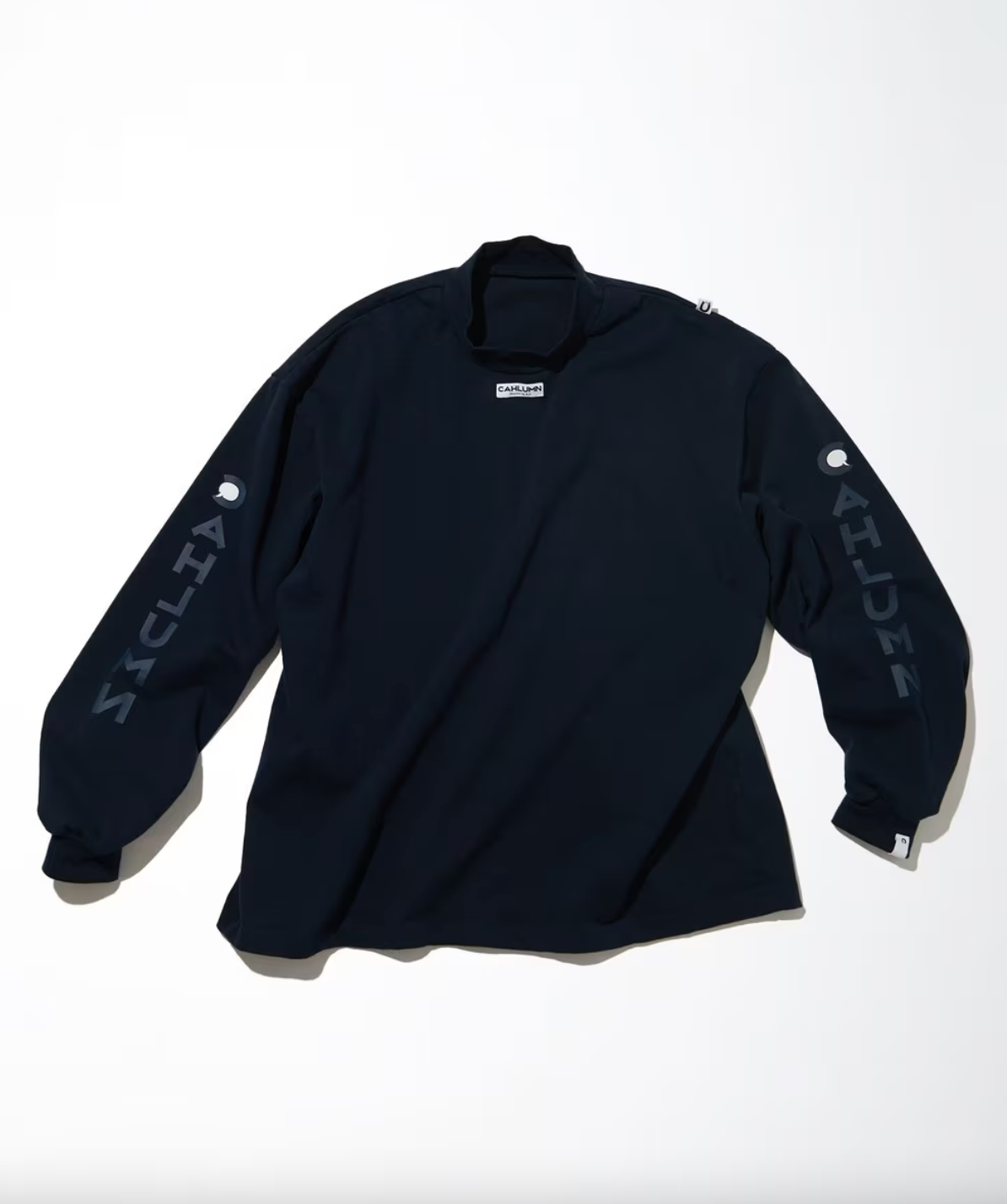 CAHLUMN Heavy weight Jersey Mock Neck L/S Print Tee